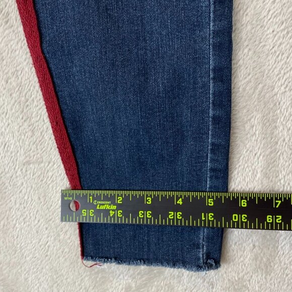 Democracy Women's Jeans Size 6 Ab Technology Skinny Frayed Hem Side Striped Blue - Picture 4 of 13